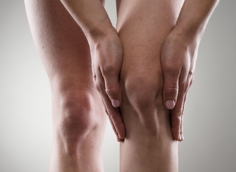 Osteoarthritis of the knee joint, manifests itself as pain and stiffness